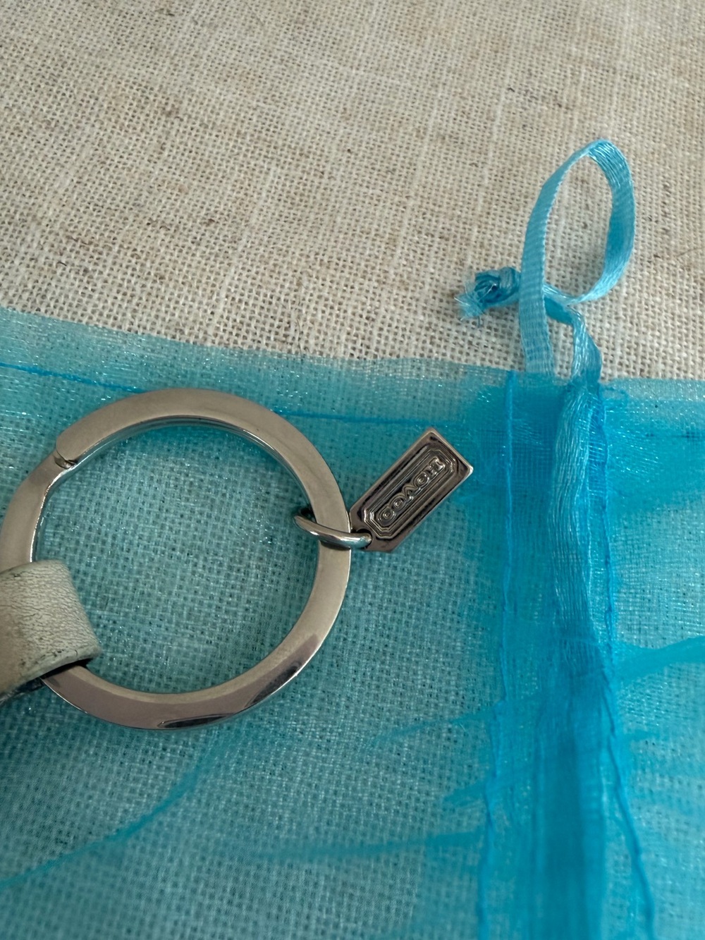 Coach Leather White Sandal Flip Flop Keychain - Picture 3 of 4